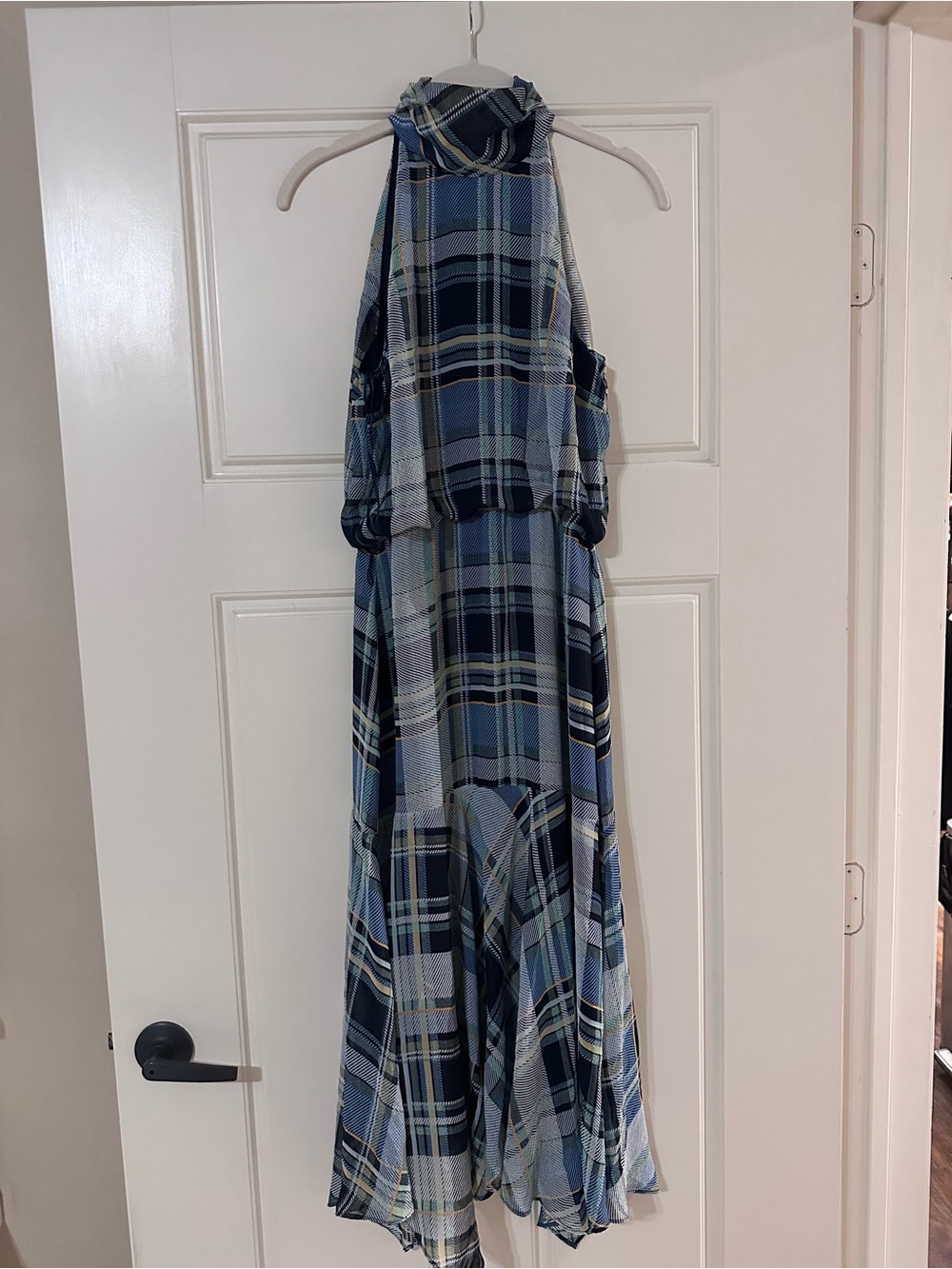 Vince Camuto Girls Blue Plaid Halter Maxi Dress